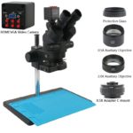 Trinokulární Stereo Mikroskop 3.5X-180X +IMX 307 SONY HDMI VGA Kamera (Black Set)