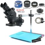 Trinokulární Stereo Mikroskop 3.5-90X +Videokamera Sony 24MP 4K UHD IMX377 144 LED Lampa (Střední Set)